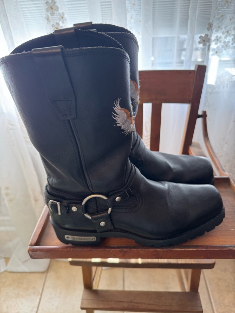 Men's Black Leather Harness Boots - Classic Rider Style